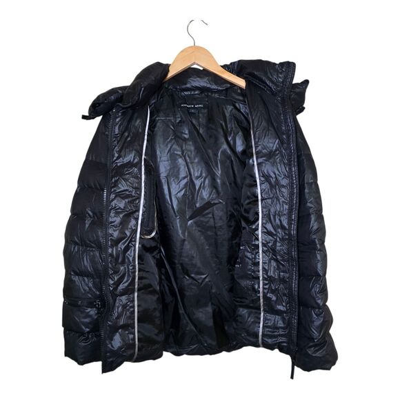 Andrew Marc Women’s Large Black 650 Fill Down Removable Hood Puffer Coat Jacket - Picture 3 of 16